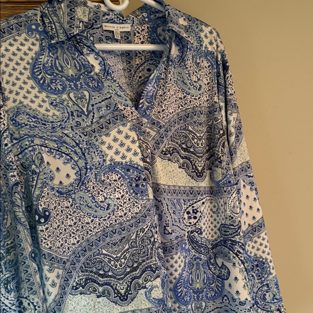 Blue Paisley Blouse by Nina Leonard